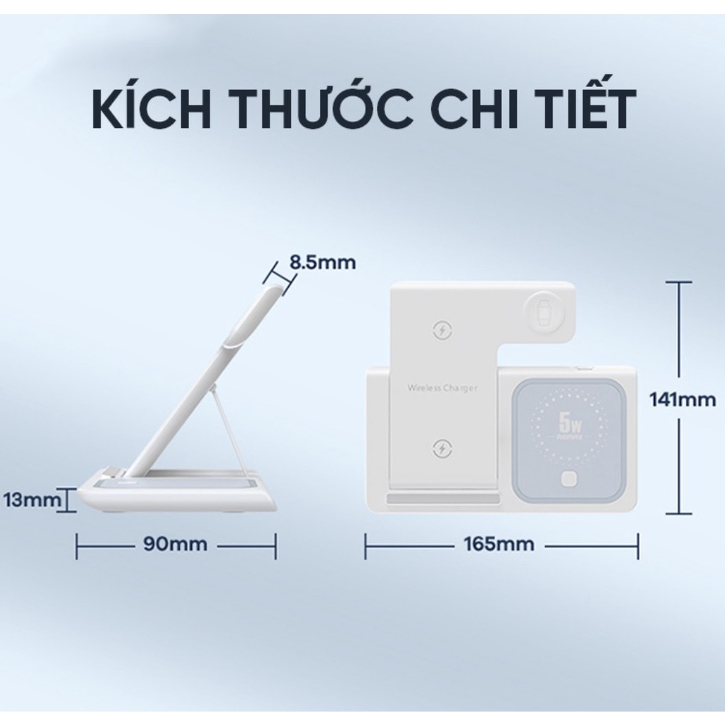 Đế Sạc Nhanh Không Dây Đa Năng 3in1 Remax RP-W53 - Hỗ Trợ Sạc Nhanh Lên Đến 15W