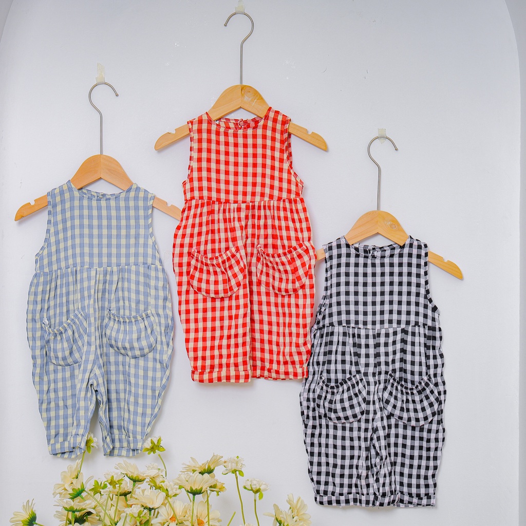 Bộ Jumpsuit caro cho bé O.P Kids