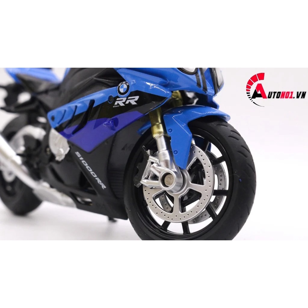 MÔ HÌNH BMW S1000RR XANH DƯƠNG ĐEN CÓ MŨ BẢO HIỂM 1:12 CAIPO 4852