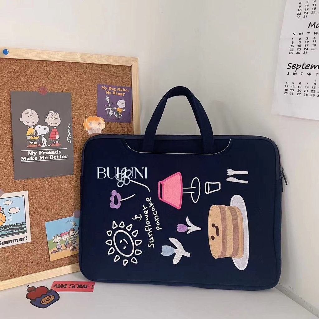 Túi đựng laptop 13.3 14.1 15 16.1 inch thêu hình mèo lười xinh xắn