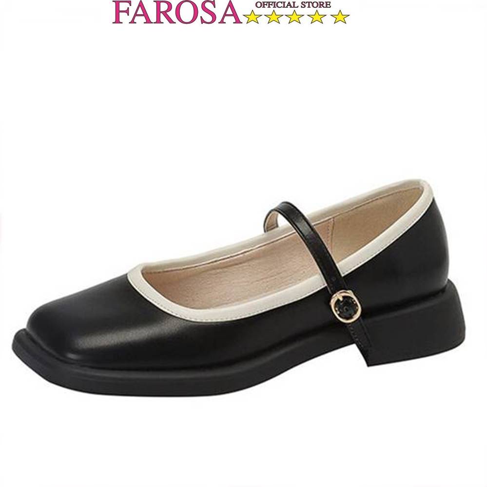 Giày búp bê mary Janes thời trang nữ FAROSA - K4 mũi vuông phối viền quai cài cực hót