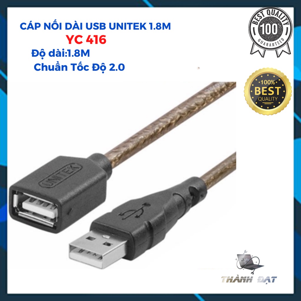 Cáp nối dài USB Unitek 1.8M - YC416, Chuẩn 2.0.
