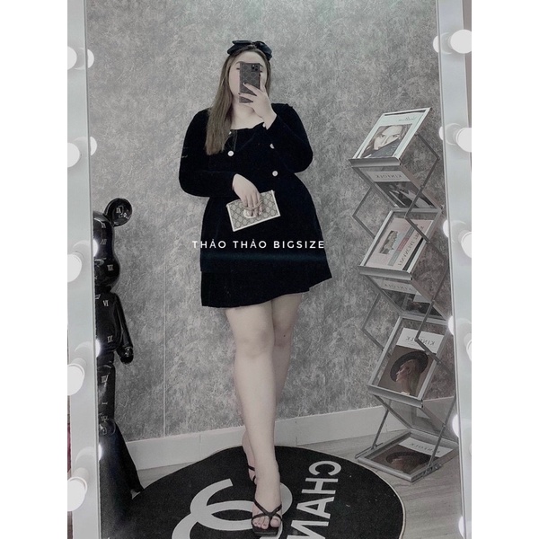 [MÚP BIGSIZE 60-100KG] Đầm nhung 2 tầng
