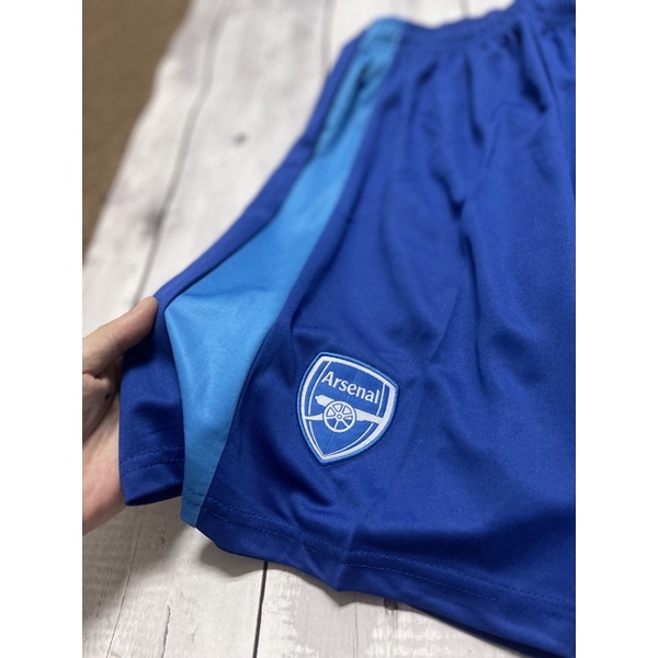 Set Bộ quần áo thể thao bóng đá vải gai thái clb arsenal áo xanh quần xanh 2022