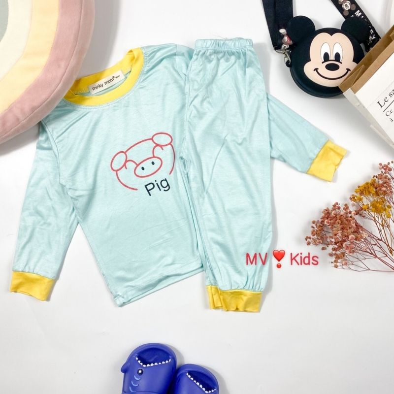 Bộ Dài Tay Thun Lạnh MINKY MOM Cho Bé Gái Bé Trai 0 1 2 3 4 5 6 Tuổi -Quần Áo Trẻ Em Dài Tay-Đồ Bộ Cho Bé