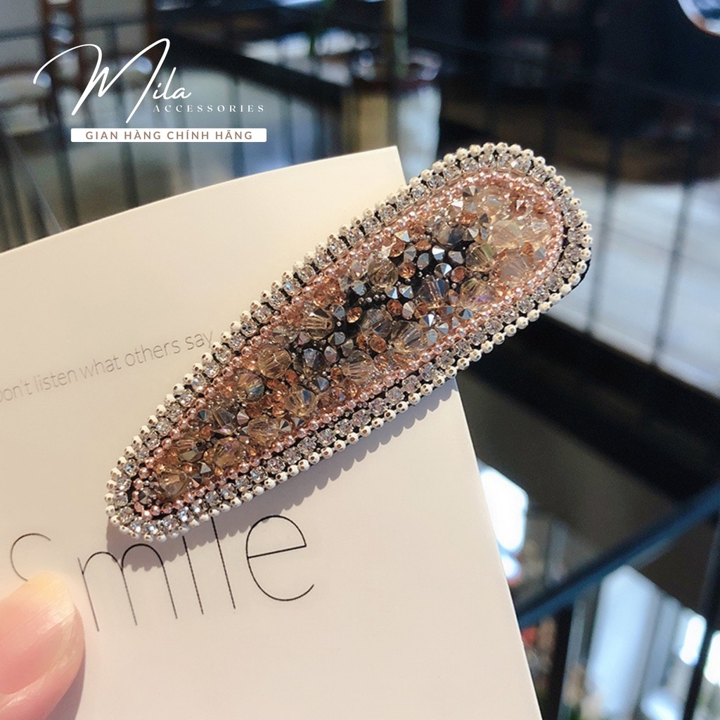 Kẹp tóc mái nữ đính đá hàn quốc MILA KT110 ❤️ HOT TREND ❤️ chất liệu đá màu cao cấp Mila Accessories