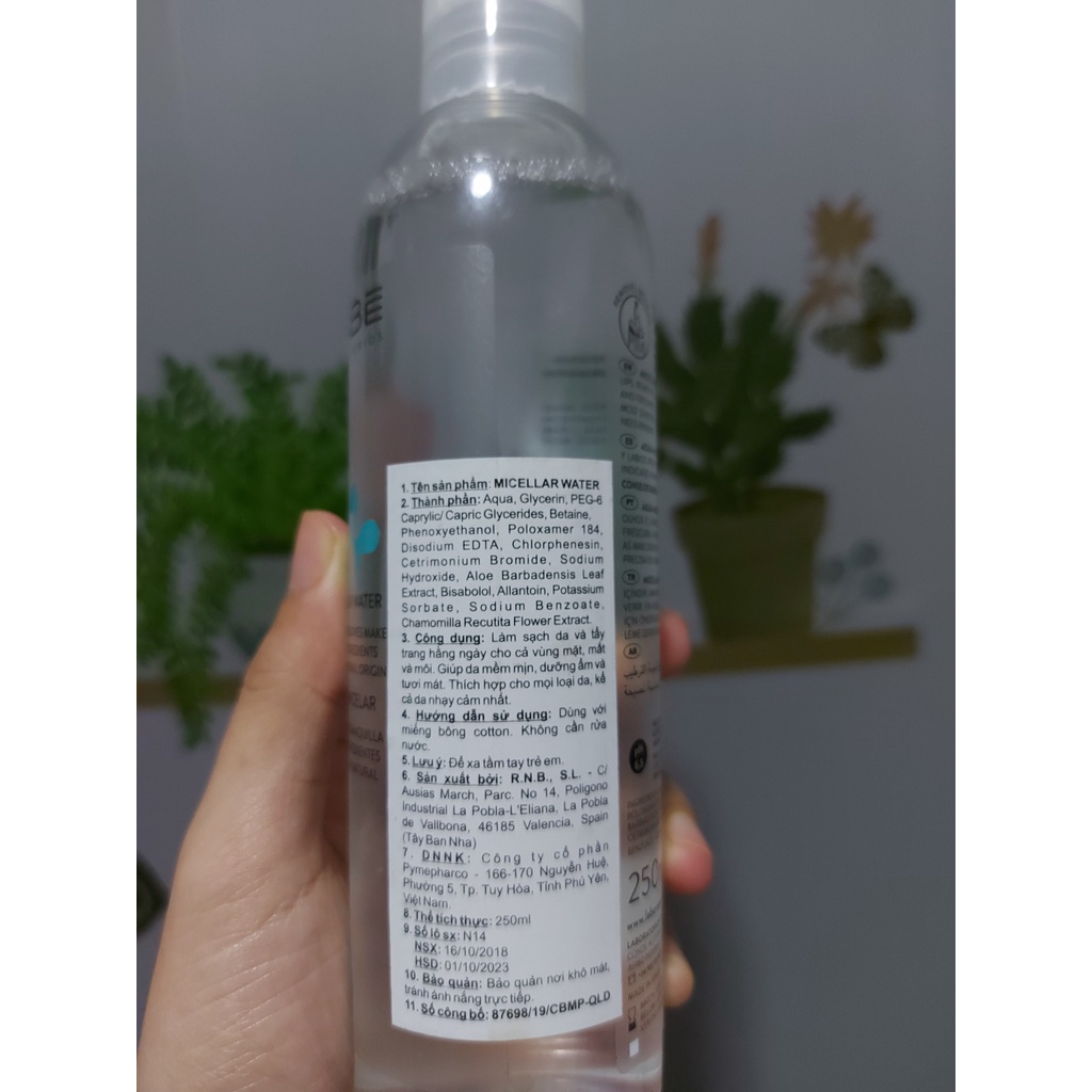 Nước Tẩy Trang Babe Micellar Water 250ml cho mọi loại da, kể cả da nhạy cảm