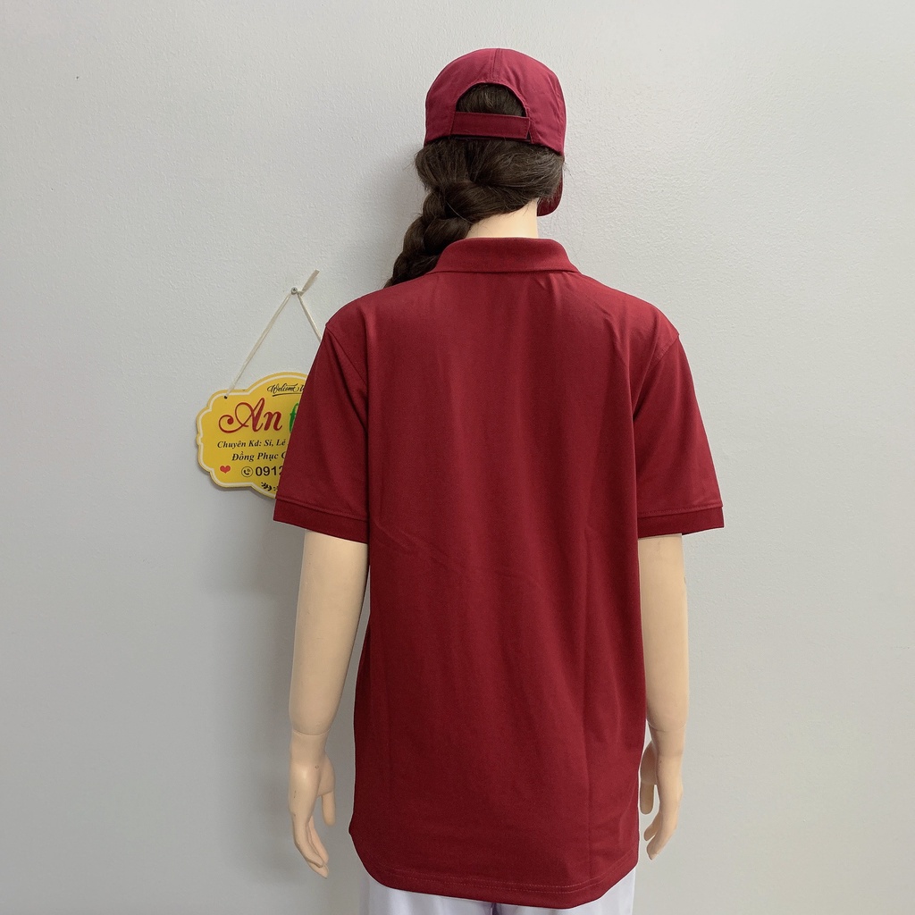 Áo polo màu đỏ đô mặc sáng da vải poly Thái cao cấp cho nam nữ _ Hình chụp thật
