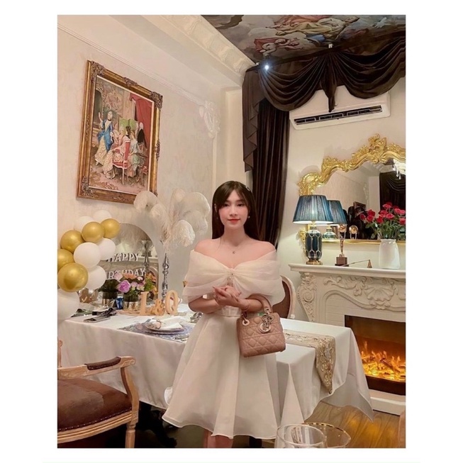 Đầm xoè bẹt vai voan kết cườm siêu xinh TRIPBLE T DRESS - size S/M/L -MS403V