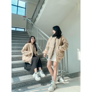 Áo khoác bomber nhung chần phao