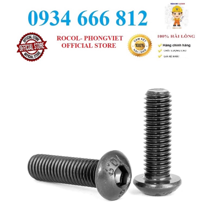 50c M4 Bulong lục giác chìm đầu cầu M4 thép mạ cấp bền 10.9 M4