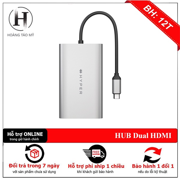 Cổng chuyển cho MACBOOK M1chiếu lên 2 màn "HYPERDRIVE DUAL 4K HDMI USB-C HUB"