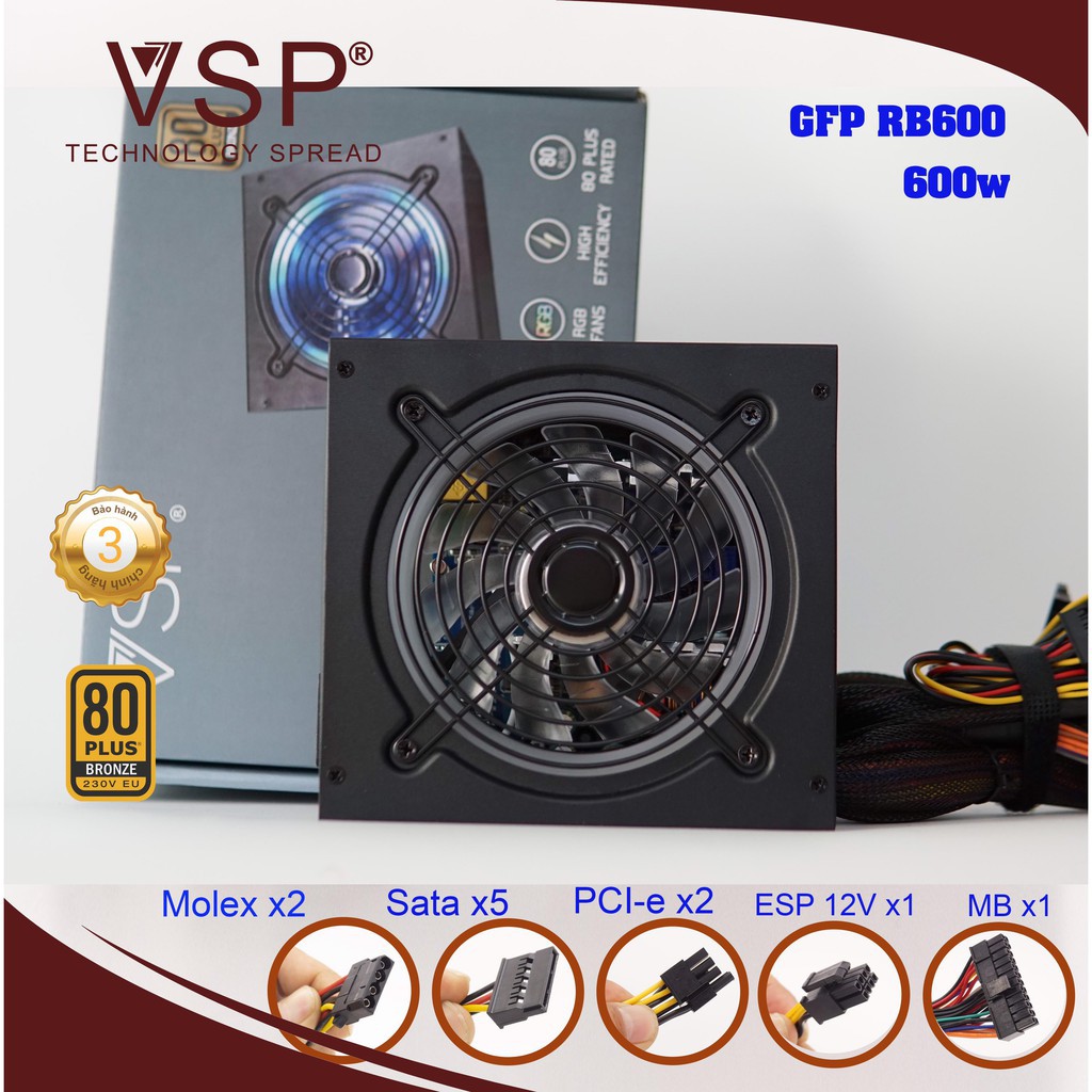 Nguồn Vision GFP-RB600-RGB 600W 700W. Vi Tính Quốc Duy