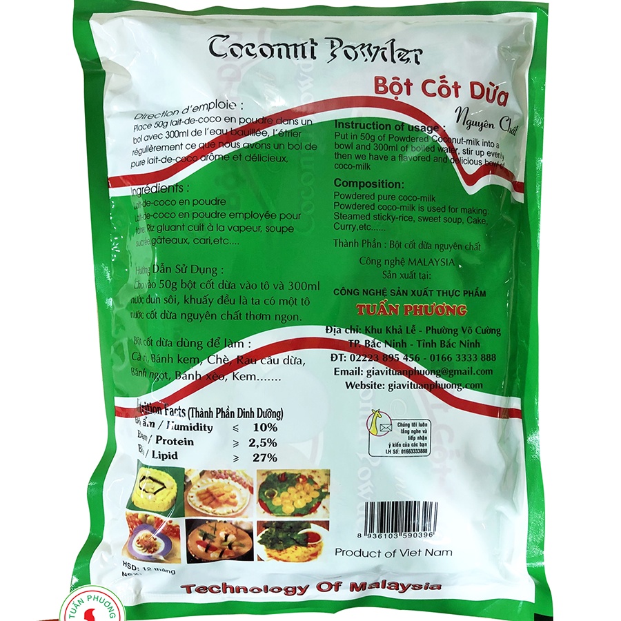 Combo 10 Gói Bột Cốt Dừa Tuần Phương 50gram