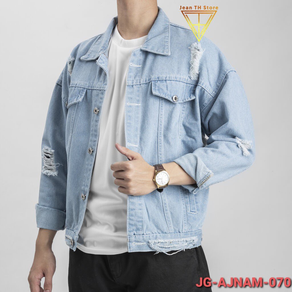 Áo Khoác Nam - Áo Khoác Jean Nam XuMon Đẹp Xám Rách Hàng Hot Thời Trang .Hàng Xưởng Xuất Shop DRAU STORE