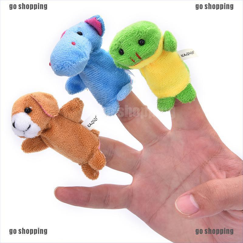 {go shopping}10Pcs/Set Family Finger Animal Puppets Baby Educational Hand Cartoon Cloth Toy