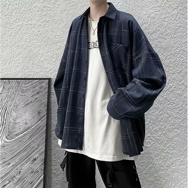 Áo Khoác Sơ Mi Dài Tay Dáng Rộng ́o Phong Cách Hồng Kông Thời Trang Mùa Thu Cho Nam ́o Khoác Rộng | BigBuy360 - bigbuy360.vn