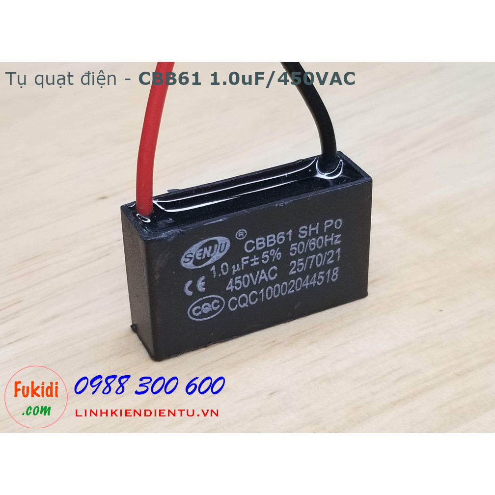 Tụ quạt điện CBB61 dùng làm tụ khỏi động motor quạt điện, trị số từ 1uF-5uF