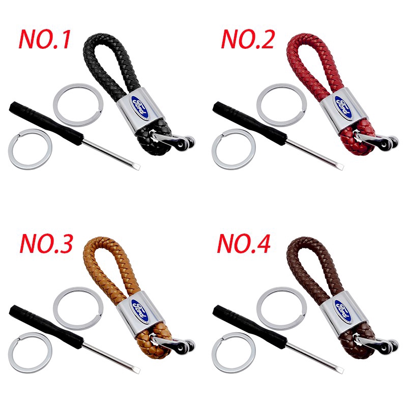 Móc khóa chìa điều khiển từ xa dây bện bằng da dành cho xe hơi Ford Focus Mondeo Kuga Ecosport Fiesta Ranger