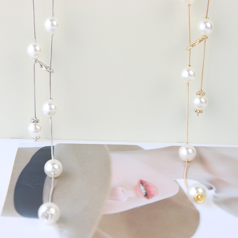 Thắt Lưng Dây Xích Mảnh Đính Ngọc Trai Thời Trang Cho Nữ