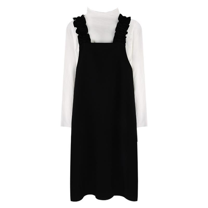 Set Yếm Nhung Và Áo Thun Body 🌺 Váy nhung nữ dáng suông kèm áo thun cổ lọ body style Korea SIÊU HOT 🌺 | BigBuy360 - bigbuy360.vn