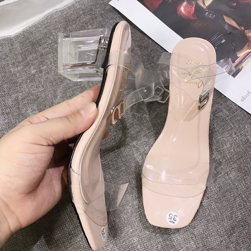 Sandal cao gót trong dây cuốn cổ chân gót trong 5p cực tôn chân