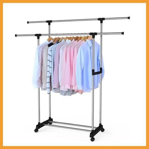 Dàn Phơi Quần Áo, Kệ Treo Đồ Inox 2 Tầng