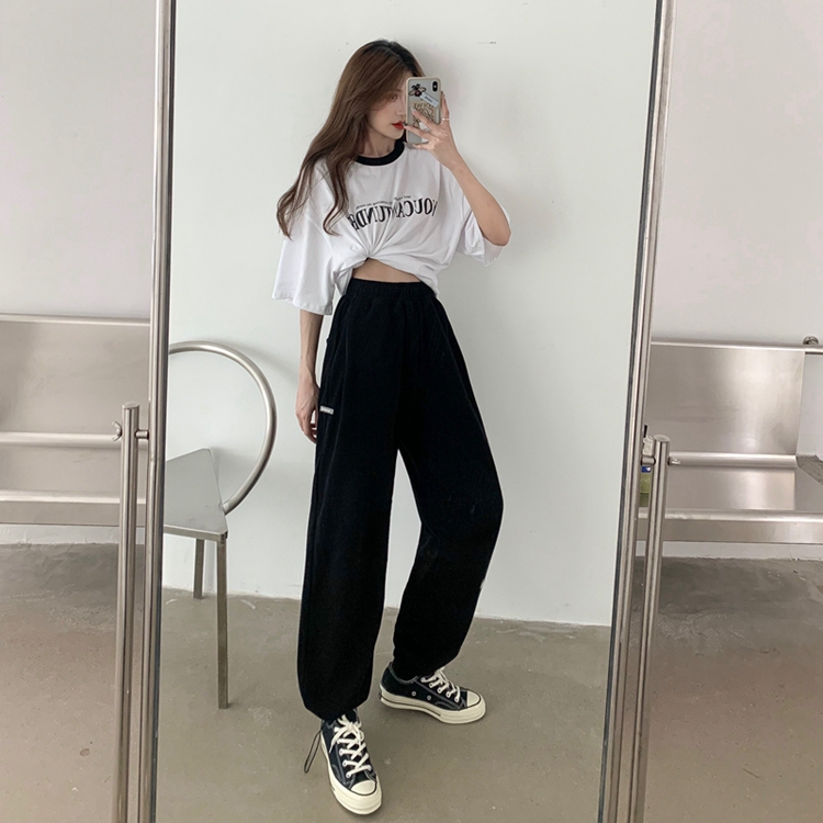 Quần Thể Thao Nữ Dài Dáng Rộng Màu Trơn Thời Trang Thu Đông