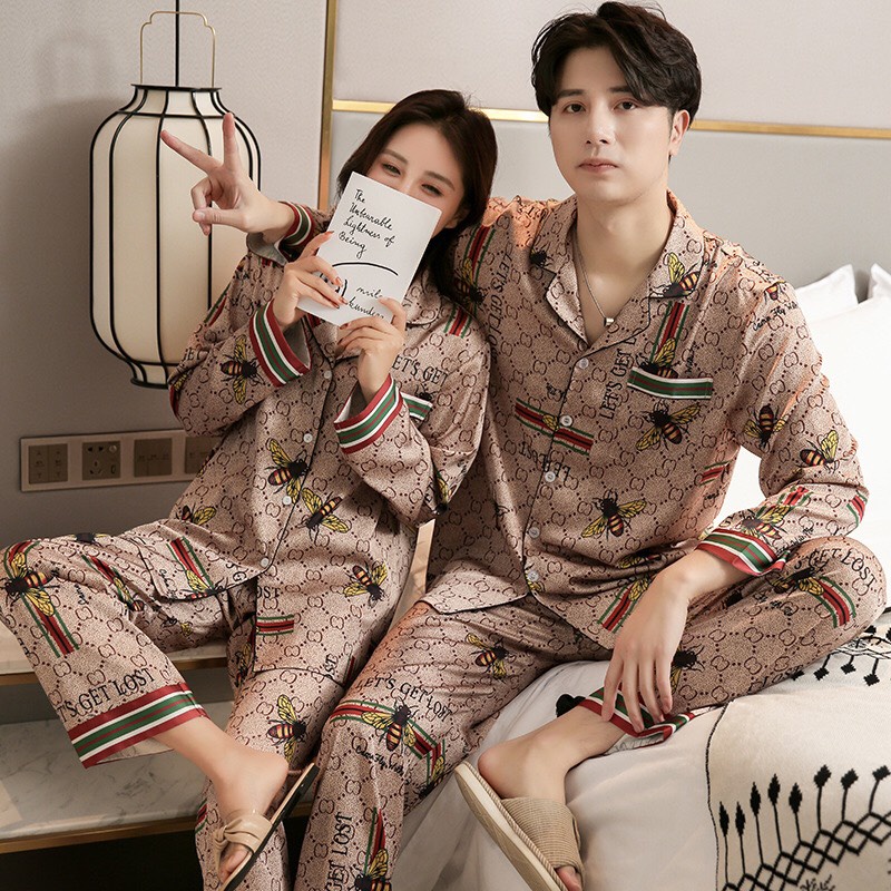 Bộ Pijama Lụa Nam Nữ Bigbang Cao Cấp Chất Lụa Mềm Mại - Đồ Ngủ Đôi Quà Tặng Người Yêu Quà Cưới ý Nghĩa