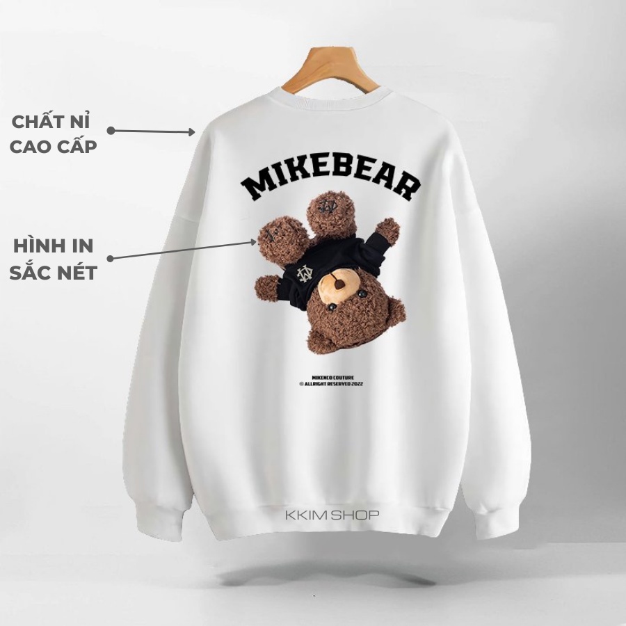 Áo Sweater Gau Mikebear, áo Nỉ bông form rộng cao cấp