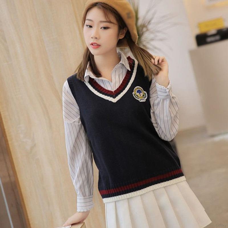 Áo Gi-Lê Len Sát Nách Cổ Chữ V Trẻ Trung Phong Cách Hàn Quốc