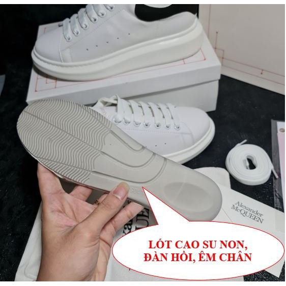 Giày mc queen nam nữ mcqueen tăng chiều cao alexander mcqueen trắng gót đen nhung cao cấp