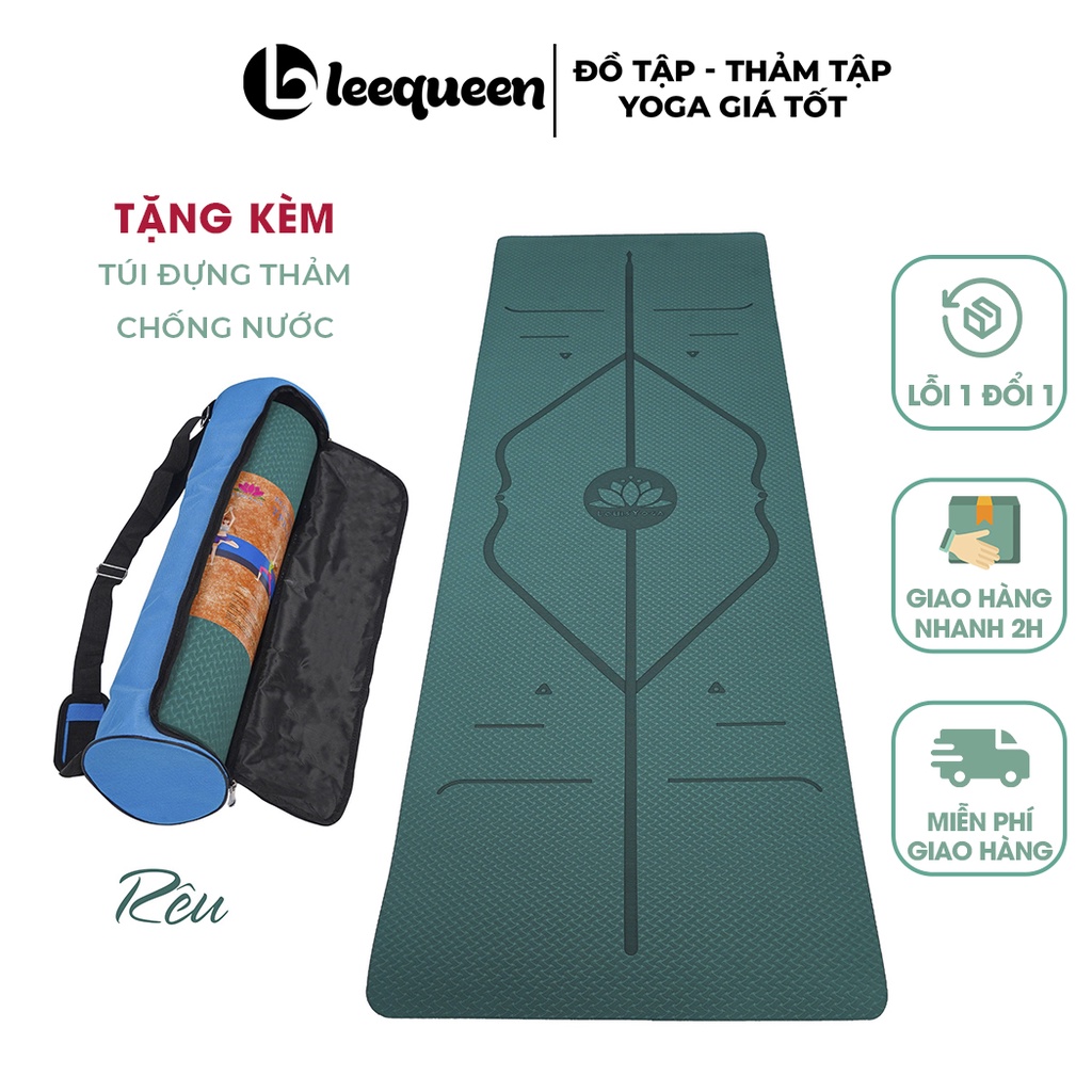 Thảm tập yoga TPE 1 lớp 8mm có định tuyến hãng Louis Yoga hàng loại 1 - Tặng kèm túi đựng thảm cao cấp