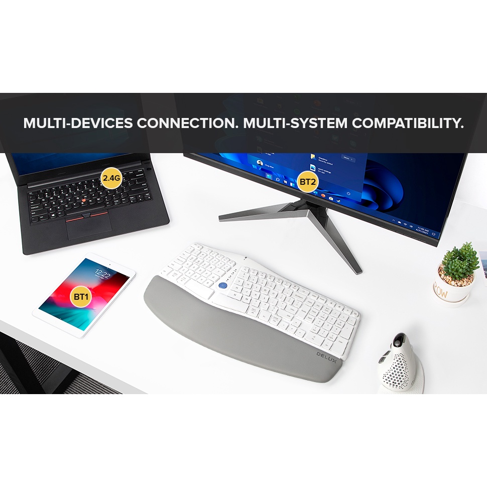 Bàn phím không dây Bluetooth DELUX GM901D GM901 USB 2.4G thích hợp cho Windows Mac