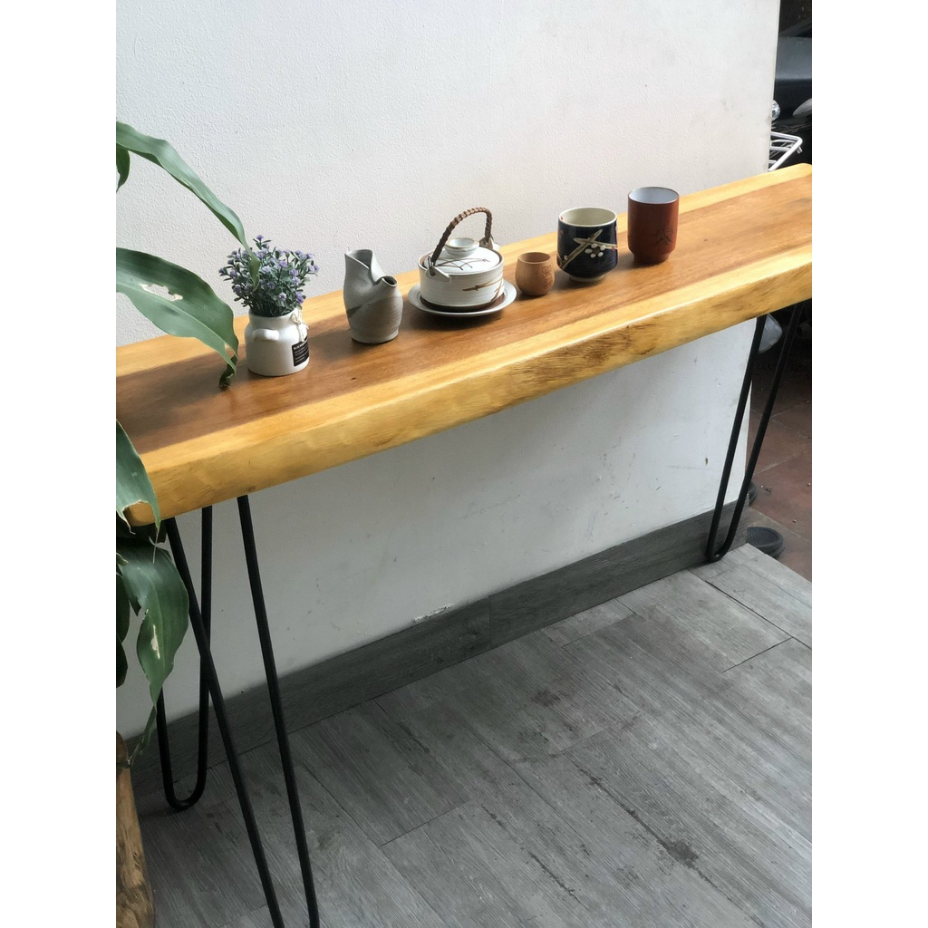 Ghế băng, kệ Decor gỗ me tây nguyên tấm-Ốc vít lục giác dễ lắp ráp không cần khoan