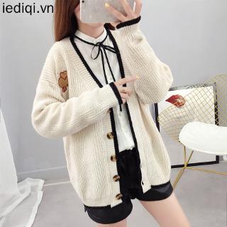 Áo len form rộng cổ tim ngắn tay phong cách Hàn Quốc