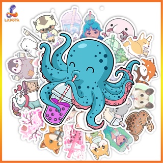Set 50 cái Sticker trà sữa dán mũ bảo hiểm, hình dán trà sữa cute chống nước, decal boba tea trang trí