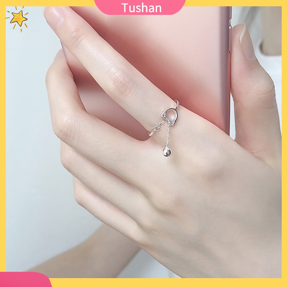 Nhẫn Hợp Kim Hình Mèo Có Chuông Xinh Xắn