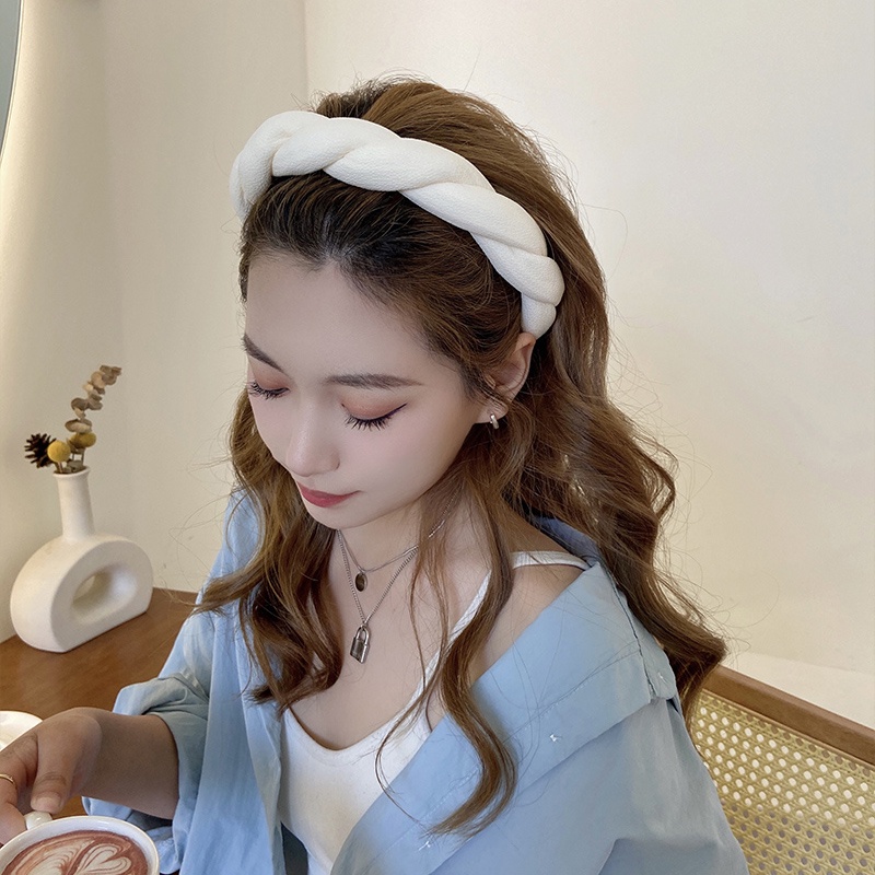 Băng đô bằng mút bản rộng thiết kế đơn giản thời trang phong cách Hàn Quốc