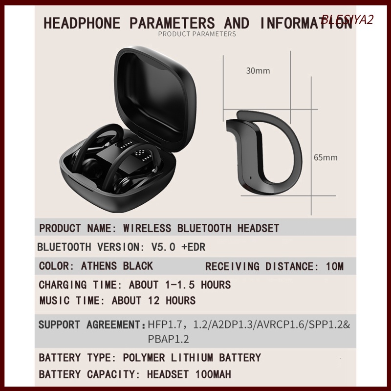 TWS Bluetooth Headsets Sports In-Ear Earphones Universal with Mic