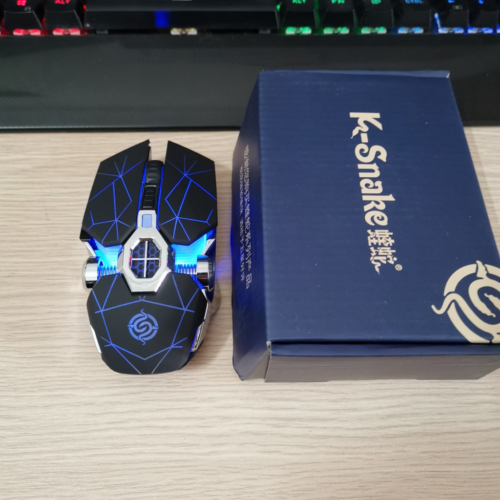 Chuột không dây Gaming (Mouse wireless) K-Snake Q7 Tia sét- Pin sạc - Led RBG 7 màu tự đổi - Chính Hãng