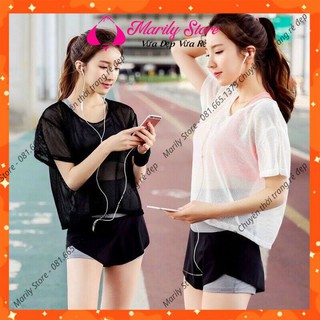Áo Lưới Tập Gym Nữ Tập Yoga Thể Thao Vải Thoáng Mát Giặt Nhanh Khô Hàng Quảng Châu Mặc Tôn Dáng Mới Marily