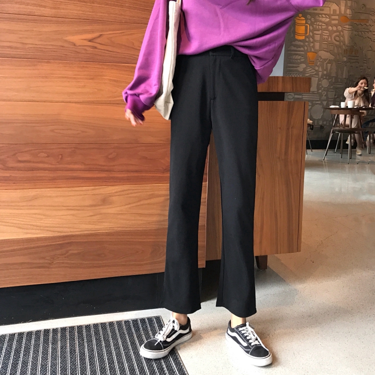 SUXI Quần Ống Loe Lưng Cao Theo Phong Cách Retro Hàn Quốc