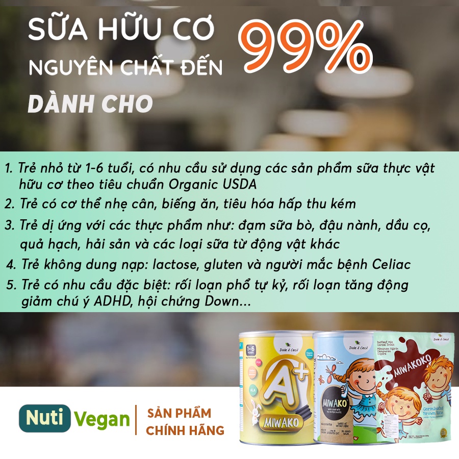 Combo Sữa Hạt Miwako Cho Bé 3 Vị Hộp 700g, Nhập Khẩu Malaysia - Sữa Miwako Cho Trẻ Tăng Động, Dị Ứng Đạm Bò - nutivegan