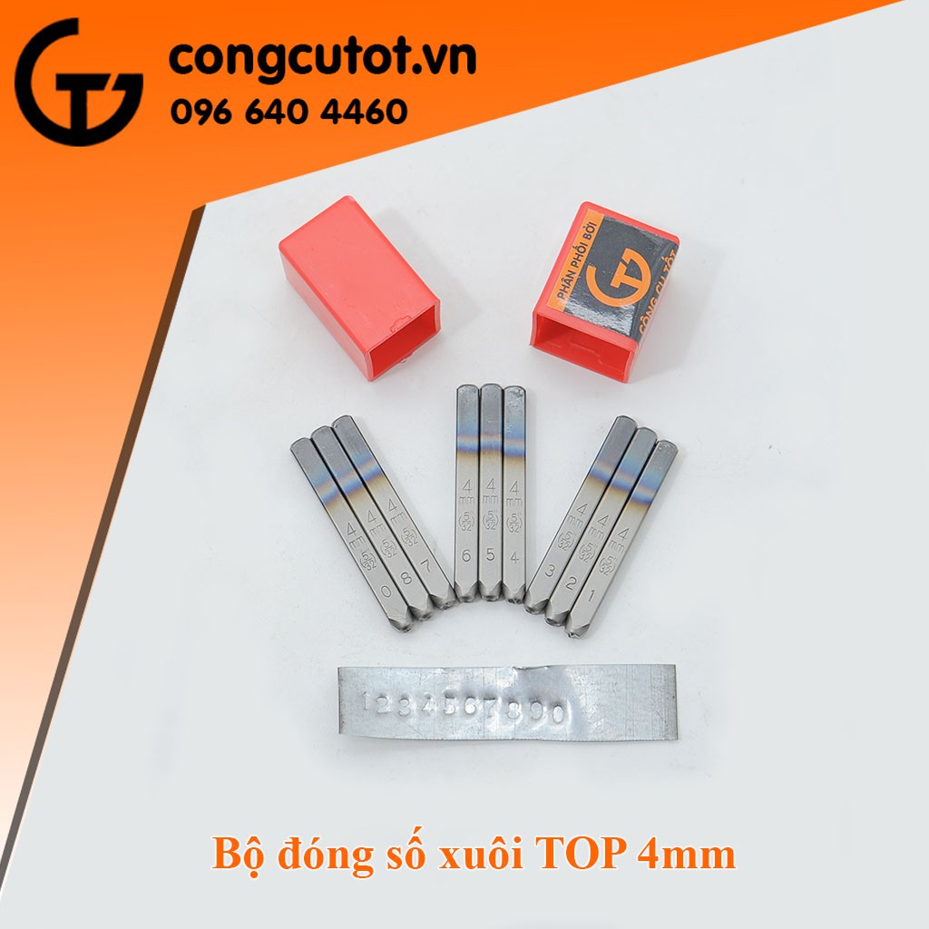 Bộ đóng số xuôi TOP 4mm khắc số lên bề mặt kim loại