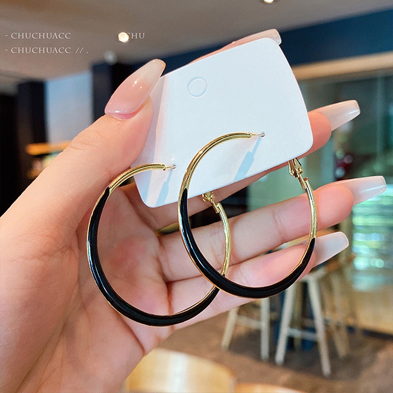 Bông tai vòng tròn lớn phong cách Pháp cao cấp đầy khí chất thời trang 2021 dành cho nữ