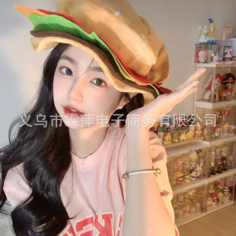 Mũ Hình Bánh Hamburger Hoạt Hình Vui Nhộn Sáng Tạo Cho Nữ