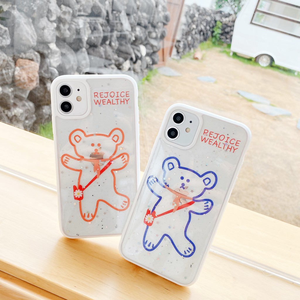 Ốp lưng iphone Gấu Rejoice viền màu 5/5s/6/6plus/6s/6splus/7/7plus/8/8plus/x/xr/xs/11/12/pro/max/plus/promax | BigBuy360 - bigbuy360.vn