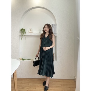Váy bầu xếp ly dáng dài
