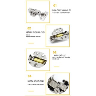 Bản lề inox có giảm chấn Thương hiệu Lucky EU dòng có piston giảm chấn [Đủ loại]